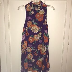Purple and flower print dress